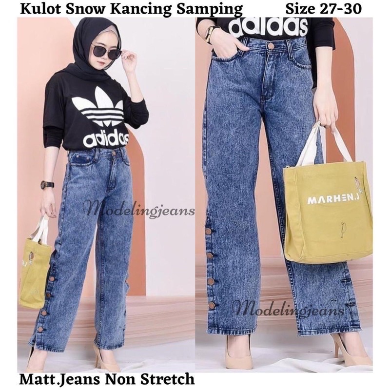CELANA JEANS WANITA KULOT KANCING SAMPING / CELANA JEANS REMAJA / CELANA REMAJA / CELANA JEANS WANIT
