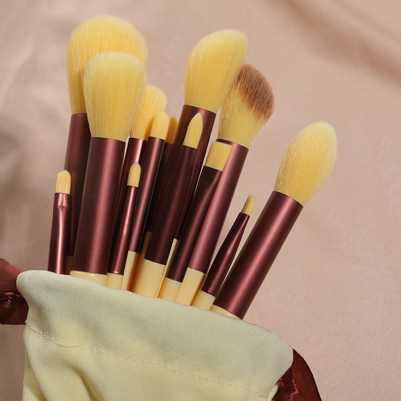 13pcs / Set Brush Kabuki Bulu Lembut Untuk Foundation / Blush On / Bedak / Eyeshadow