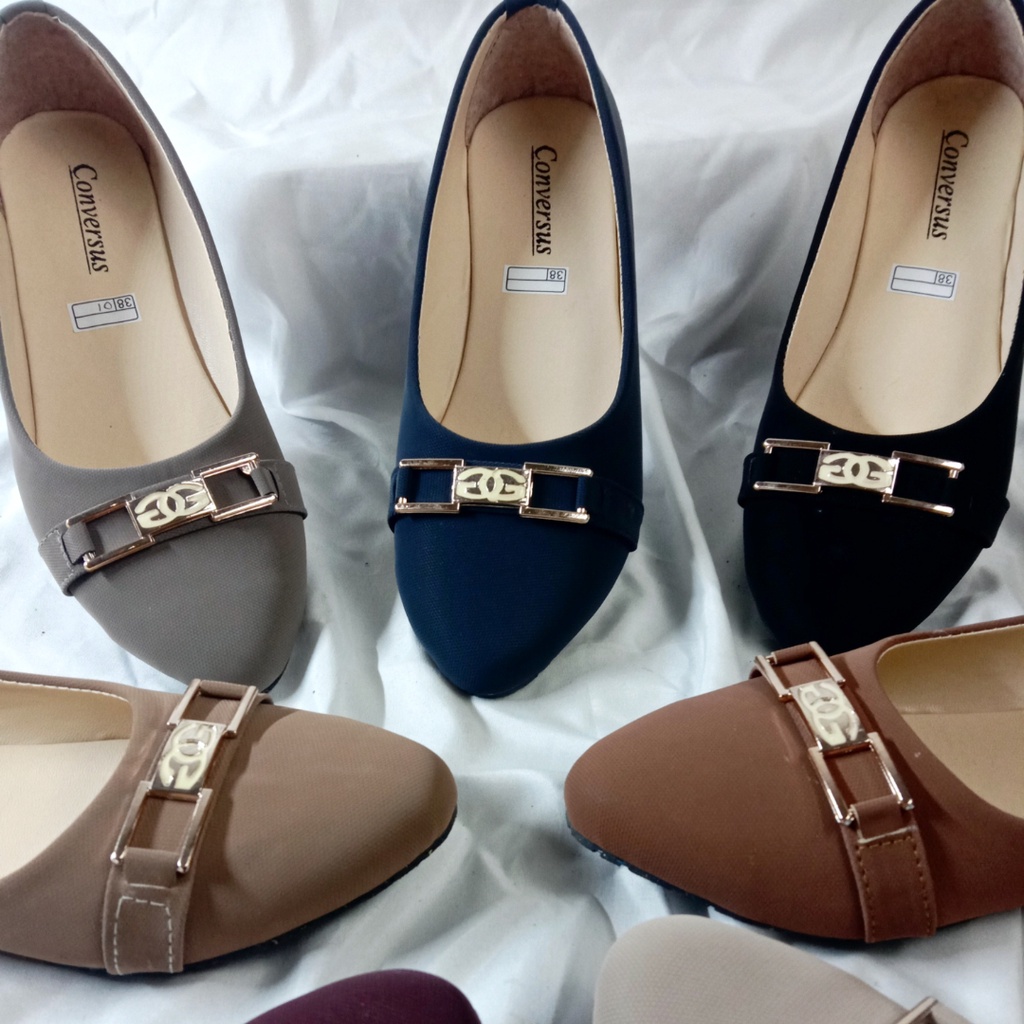 Sepatu Flatshoes Wanita Terbaru 2022 | Flat Shoes Cewek Spatu Balet Termurah-Abu