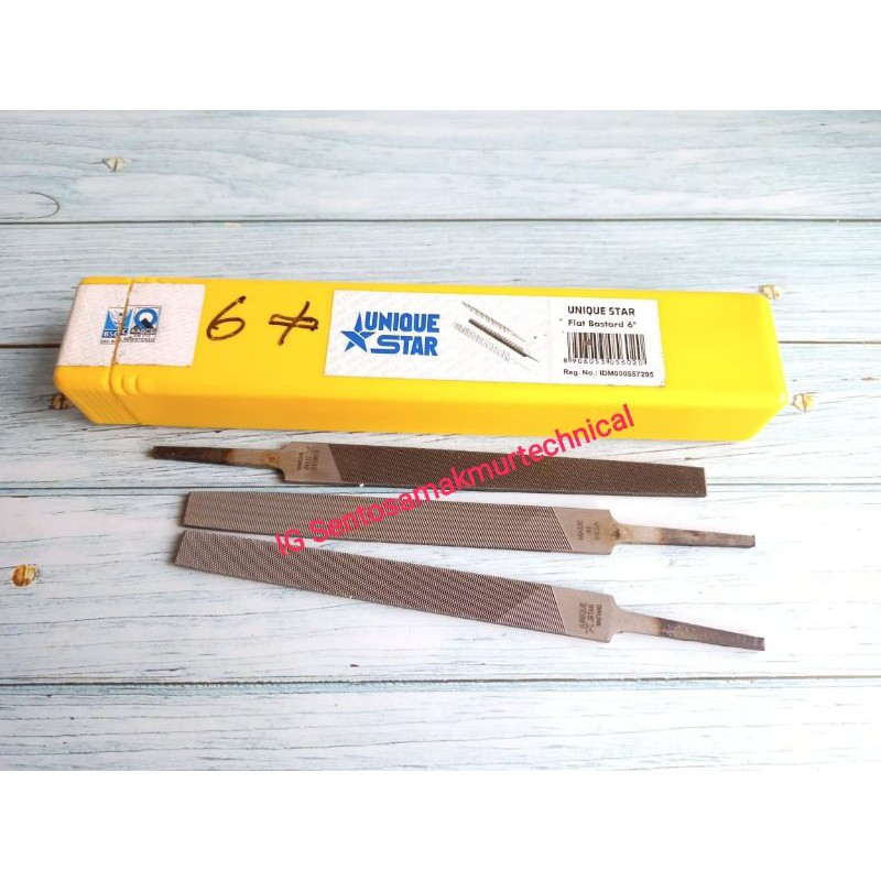 UNIQUE STAR 6&quot; Kikir Gergaji Besi Rata Lurus Flat Bastard File