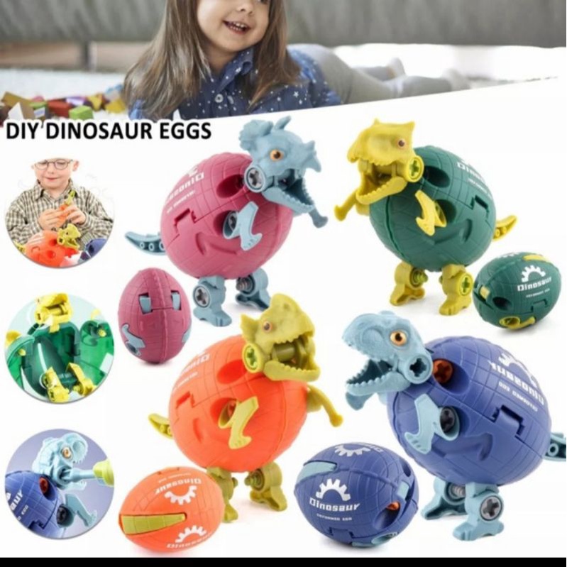 mainan anak DIY telur Dinosaurus Rakit mini/Deformation Dino Mini EGG