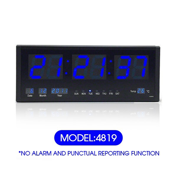 Sonifer Jam Dinding Digital Besar LED Clock SMS-4819 Biru