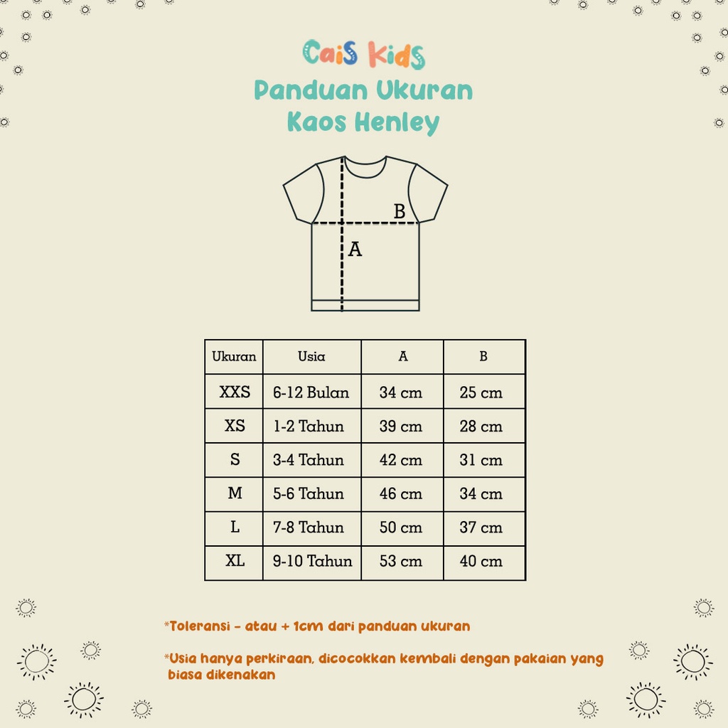 CaisKids Kaos anak henley button tee polos bayi untuk perempuan laki-laki baju bahan kaos katun combed