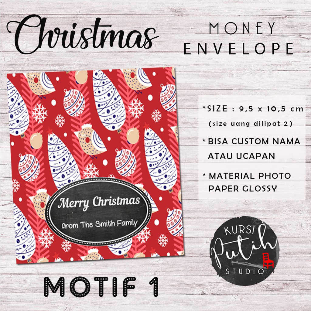 

Amplop uang tema Natal / Christmas money envelope bisa custom nama