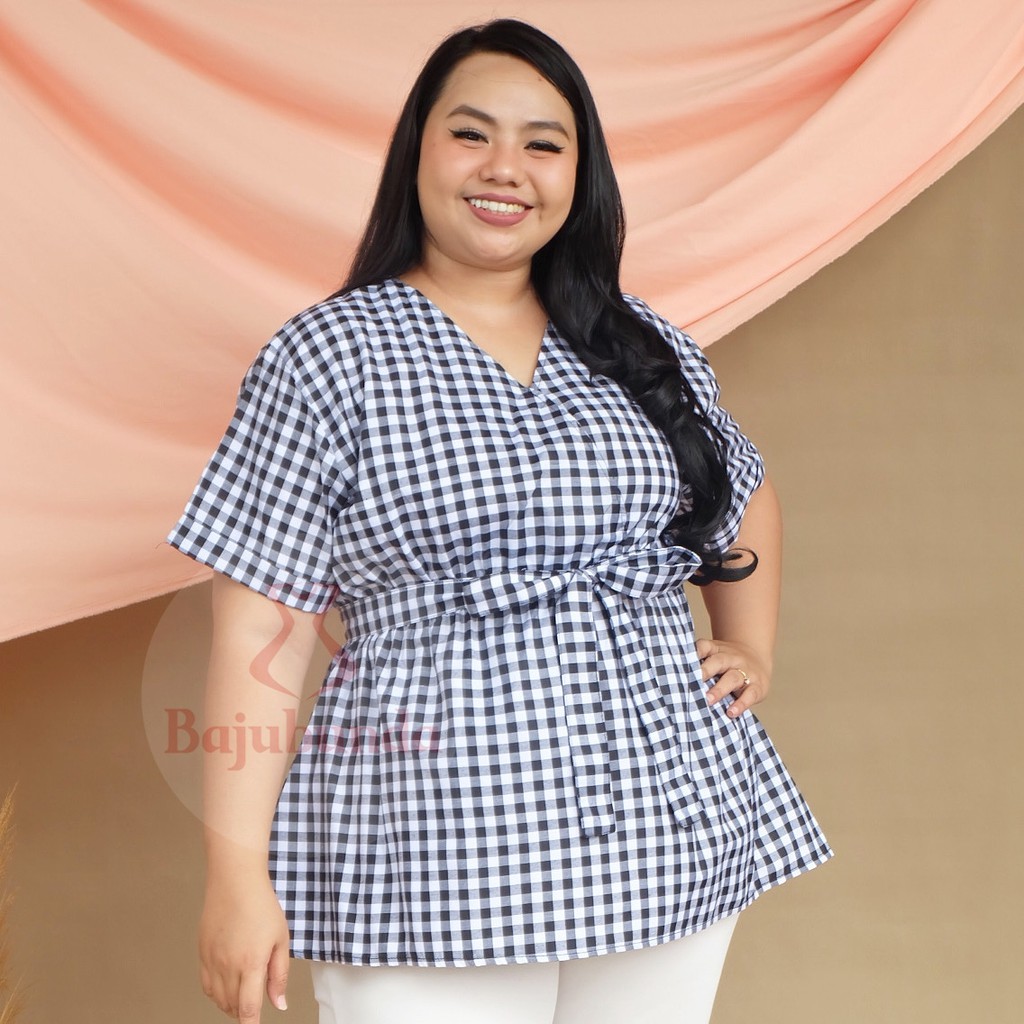 ATASAN BIG SIZE LD 120 WANITA / BLOUSE JUMBO / BAJU WANITA JUMBO / BAJUBUNDA APRILIA-D NAVY