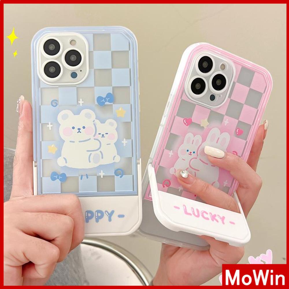 iPhone Case Acrylic Invisible Folding Stand Silicone Soft Case Shockproof Camera Cover Rabbit Cute Cartoon Compatible For iPhone 11 Pro Max 13 Pro Max 12 Pro Max 7Plus xr XS Max