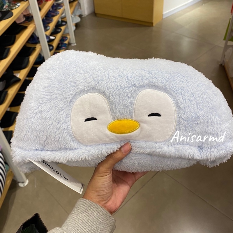 penguin blanket with hat miniso / selimut penguin / selimut karakter / selimut miniso