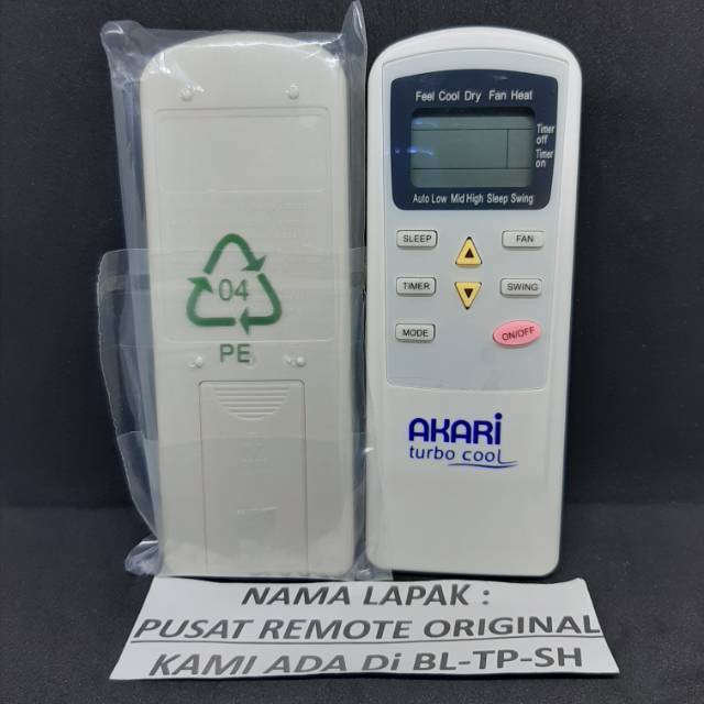 REMOTE REMOT AC AKARI TURBO COOL ARTIC TCL ORIGINAL ASLI