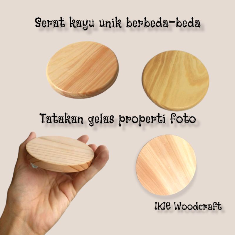 Tatakan Gelas Kayu Diameter 5-6-7-8-9-10 cm