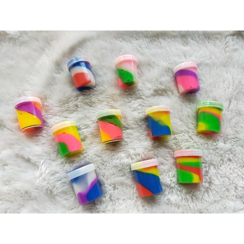 SLIME TABUNG MINI RAINBOW PER PCS/ MAINAN SLIME TABUNG MINI/ MAINAN EDUKASI ANAK