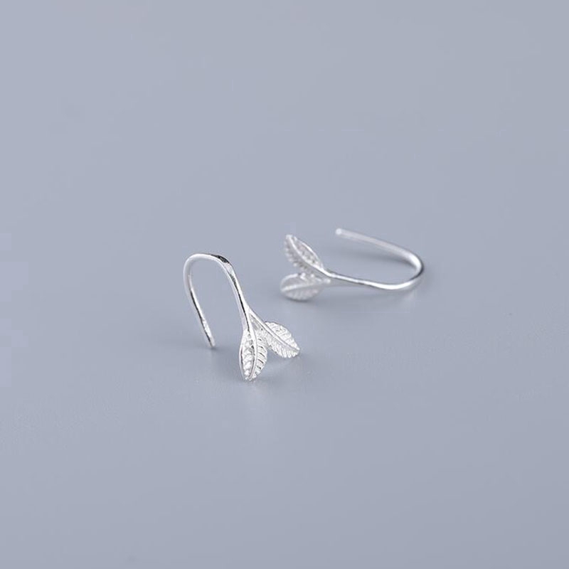 Meninggalkan Anting Perak Silver Hook Earrings Korea Simple Leaves Clip Earring Matel for Women Cute Jewelry Gifts