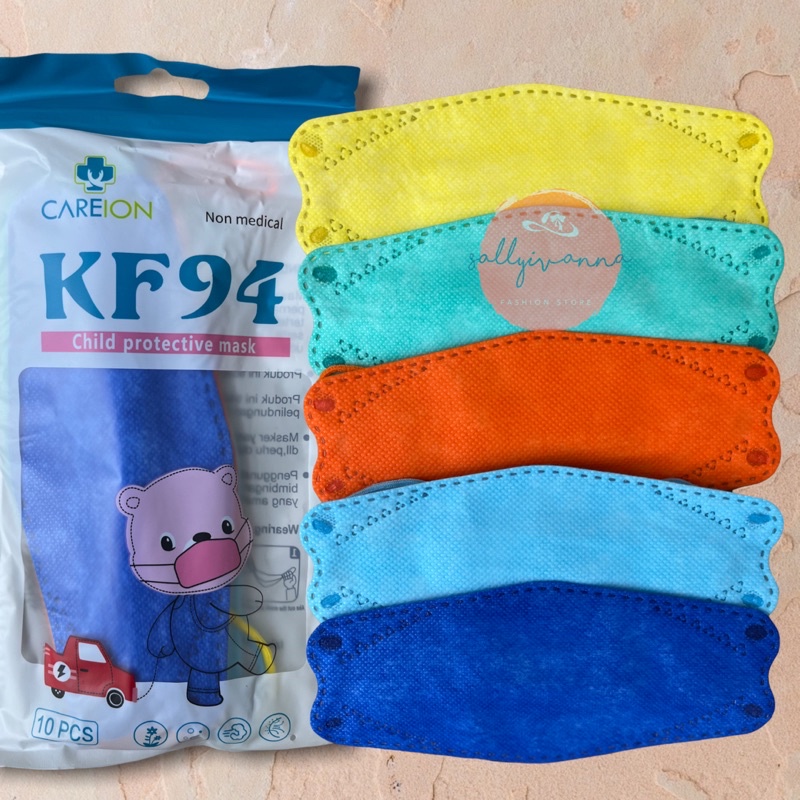 MASKER KF94 ANAK RAINBOW / MOTIF BT21 / POLOS