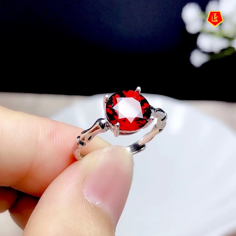 [Ready Stock]Simple Creative Silver Ruby Open Ring