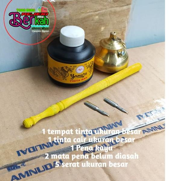 

Special Price.. satu set paket hemat peralatan menulis lengkap Pena tutul pena celup lugot lafadz qalam kalam pentul mata pena Bak wadah tinta mangsi yamura aras serat ares mata pena