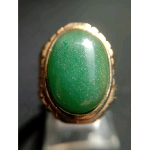 Batu Cincin Giok Aceh Warna Hijau agak Tua