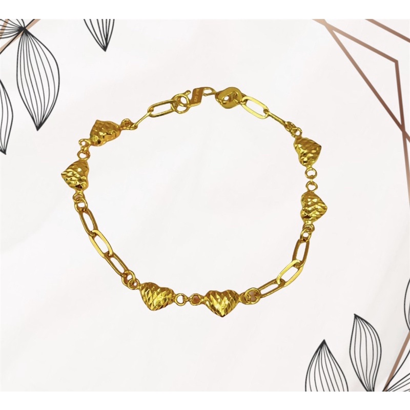 gelang emas asli kadar 875 model love mewah 304