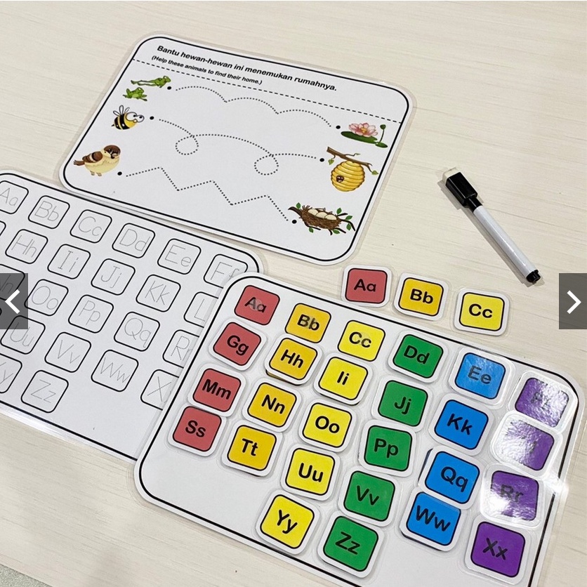 Writing skill belajar menulis alphabet huruf Worksheet preschool paud 3 tahun wipe clean paud Tk