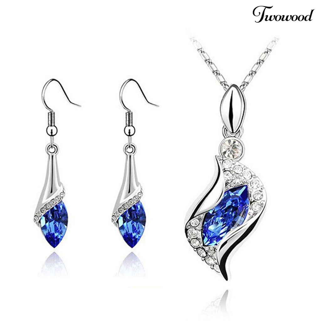 2pcs / Set Anting Kait Kalung Liontin Kristal Tiruan Kilau Untuk Aksesoris Perhiasan