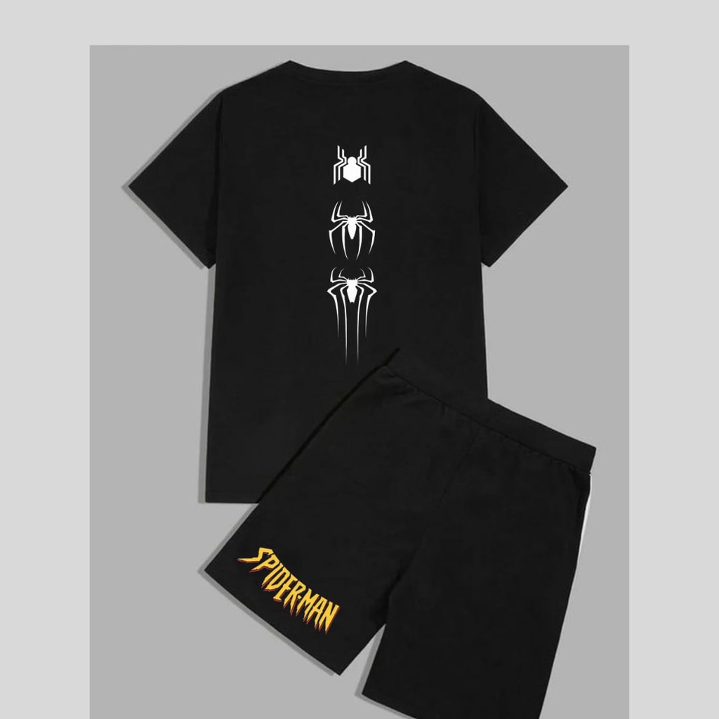 Clothing May - 1 Set Spiderman Kaos Boxer 1 Set One Set Oneset Satu Pasang Satu Setel Fashion Sepasang Kaos Koas Set Boxer Distro Kekinin T Shirt Tshirt T-Shirt Premium Murah Unisex Sablon Dtf Murah Celana Pria Pendek Tali Kolor Bokser