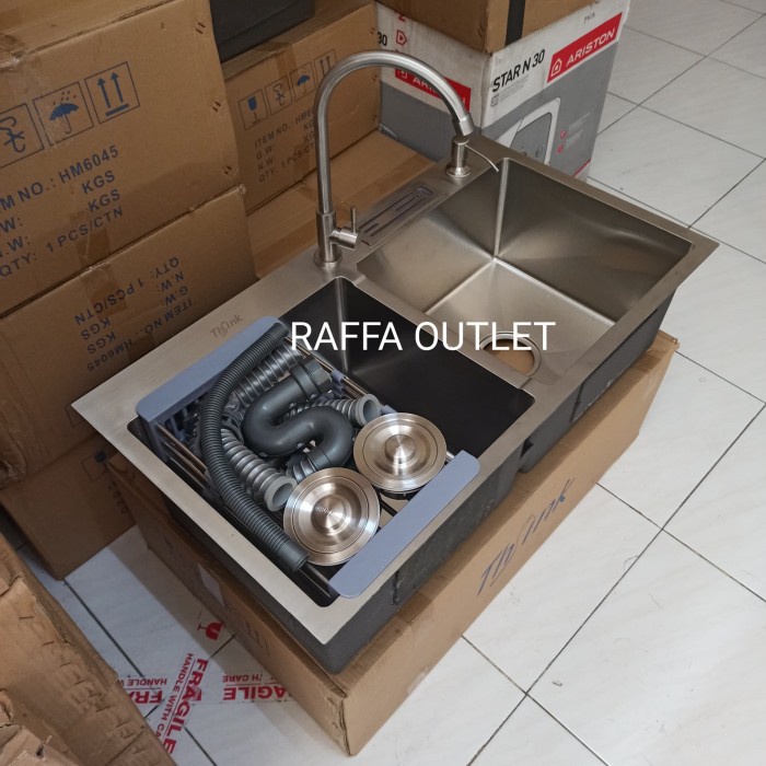 Wastafel - Kitchen Sink Thsink 8245 Paket Lengkap Kran Angsa/Bak Cuci Piring Kran
