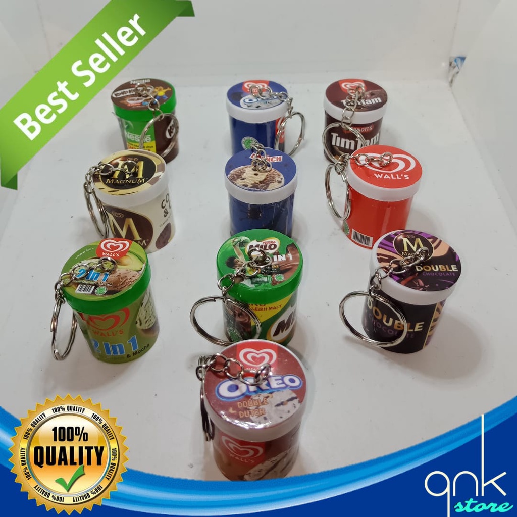 Gantungan Kunci Miniatur Ice Cream Cup Souvenir Miniatur