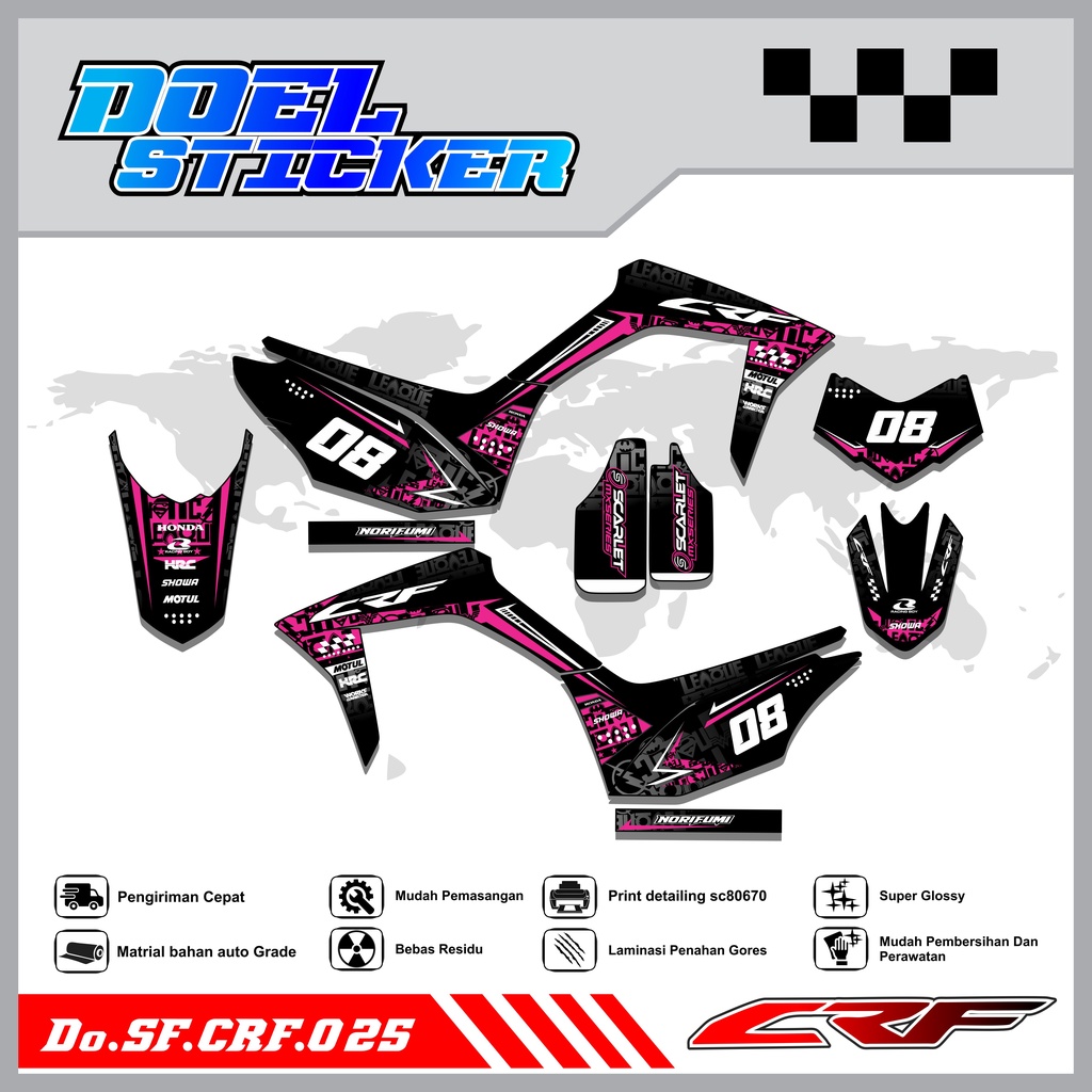 Sticker Striping Semifull CRF 150L List Variasi Hologram Pelangi,Crome Doel  025