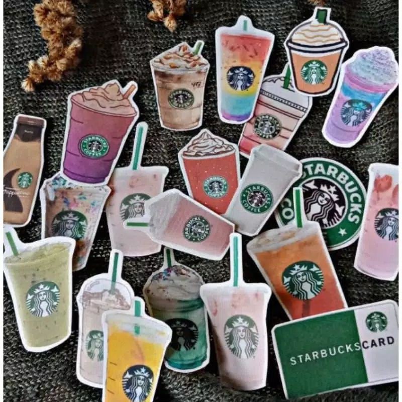 GAEKOPEDIA || NO GLOSSY STIKER TUMBLR AESTHETIC 30-48Pcs STICKER ESTETIK RETRO UNIK-Starbucks
