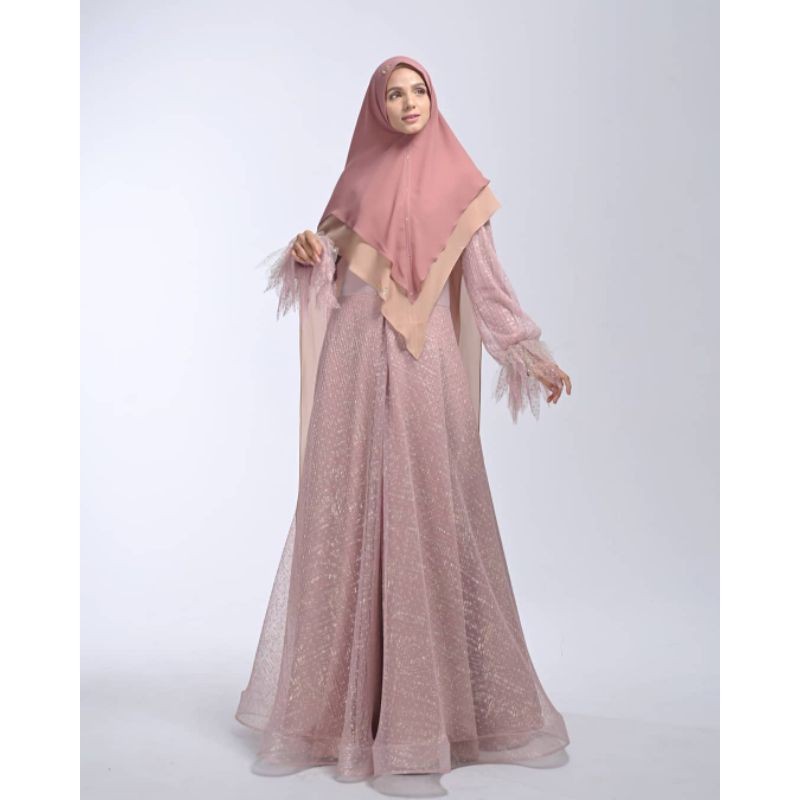 RINDU/Qasema set rose gold by Rindu/Set syari/Syari cantik/Syari modis