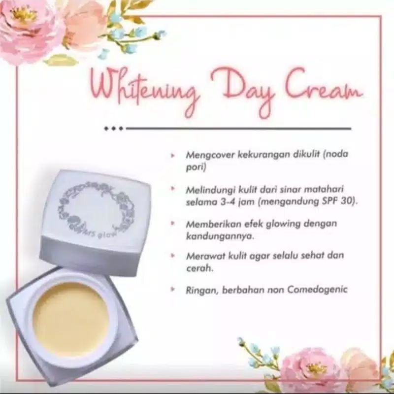 Whitening Day Cream Ms Glow 100% Original Produk HB5- Whitening Day Cream / Cream Pagi Siang MS Glow