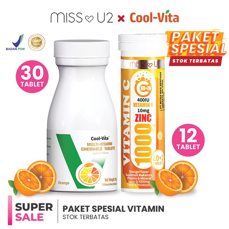 【PRE ORDER】CoolVita MultiVitamin Chewable (Kunyah) Suplemen Makanan Rasa Orange isi 30 Tablets-Special Bundling