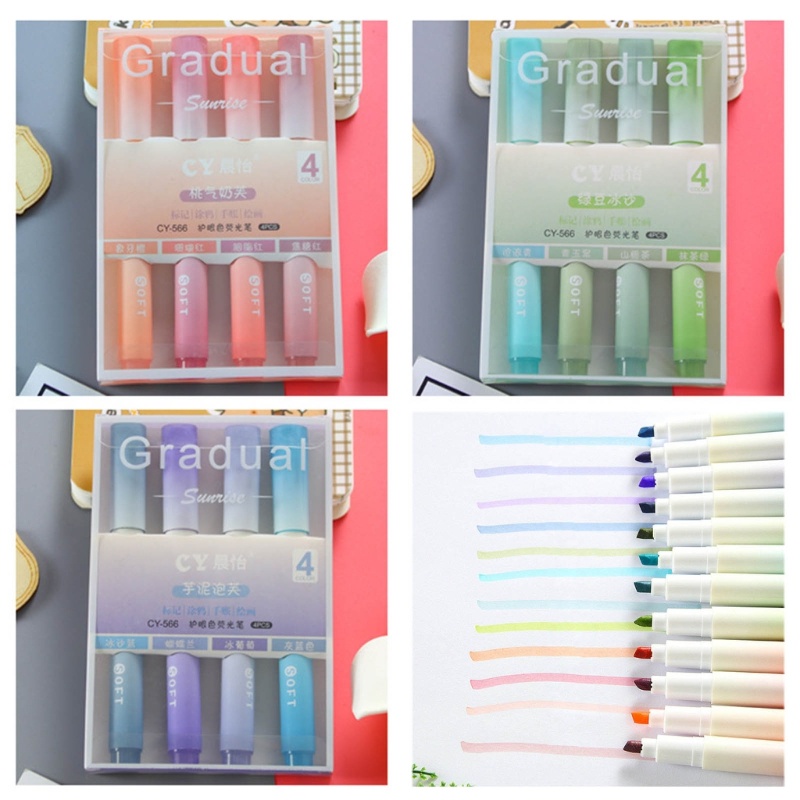 Zzz 4pcs Spidol Highlighter Warna Gradasi Untuk Anak