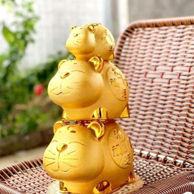 >>>>>] Patung Celengan Macan Emas 2022 Kado Imlek Murah Premium Souvenir Gold