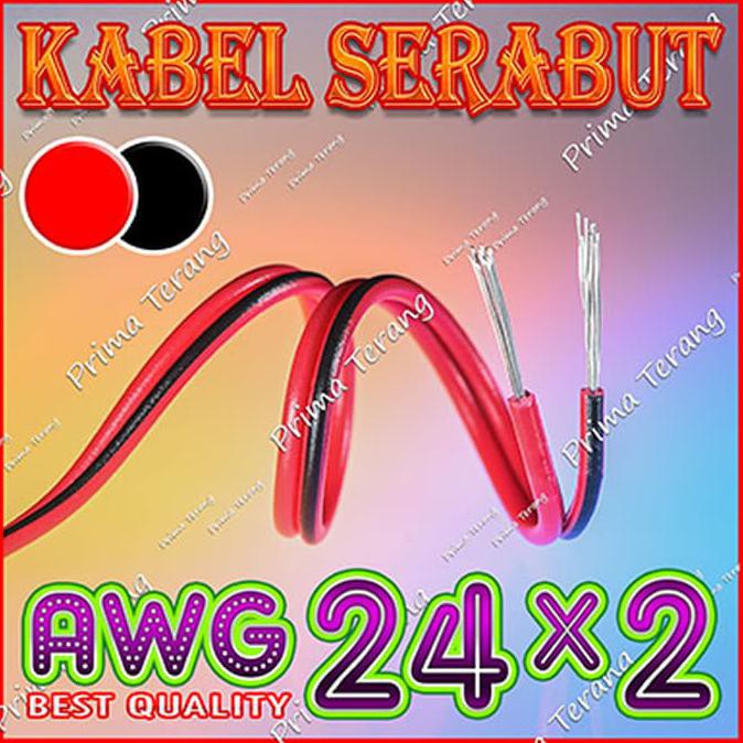 Kabel Eceran AWG24x2 Ecer AWG 24 x 2 Serabut Merah Hitam @10 Cm PRODUK TERBATAS