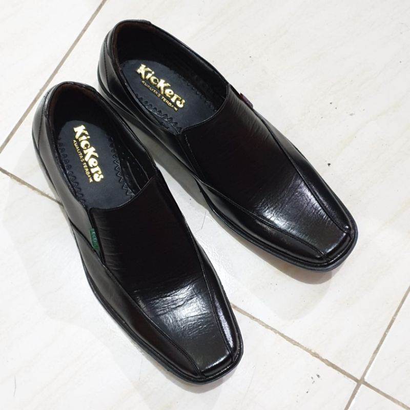 Sepatu Pantofel Pria KULIT ASLI Kickers Formal Kerja Kantor Hitam Coklat Tua JBL 10 35