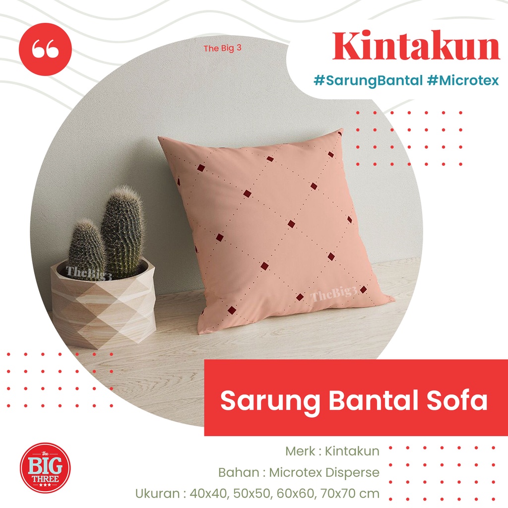 Kintakun Home Sarung Bantal Sofa 40x40 / 50x50 / 60x60 / 70x70 - Anchor Choco Limar Berry Dante Dark Brown Canyon Clay Serenity Pink Icing Hexapik Cloudstar TBT