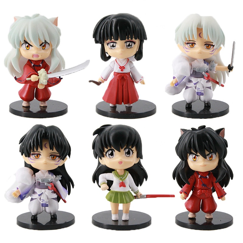 6pcs / set Mainan Action Figure Anime Inuyasha Mie Stopper Sengoku Zoshi Inuyasha Untuk Koleksi