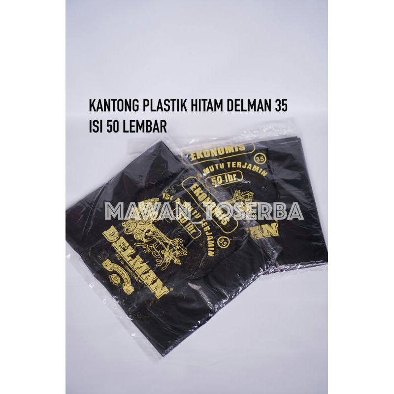 Kantong plastik kresek hitam HD ukuran 35 isi 50 lembar Delman / Kantong kresek Ekonomis Hitam