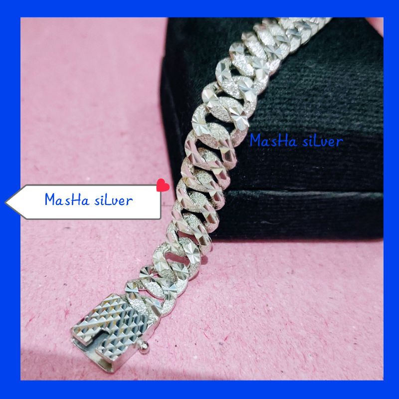 GELANG PERAK SISIK NAGA PADAT PASIR DOOF ASLI SILVER 925 IMPORT LAPIS MAS PUTIH