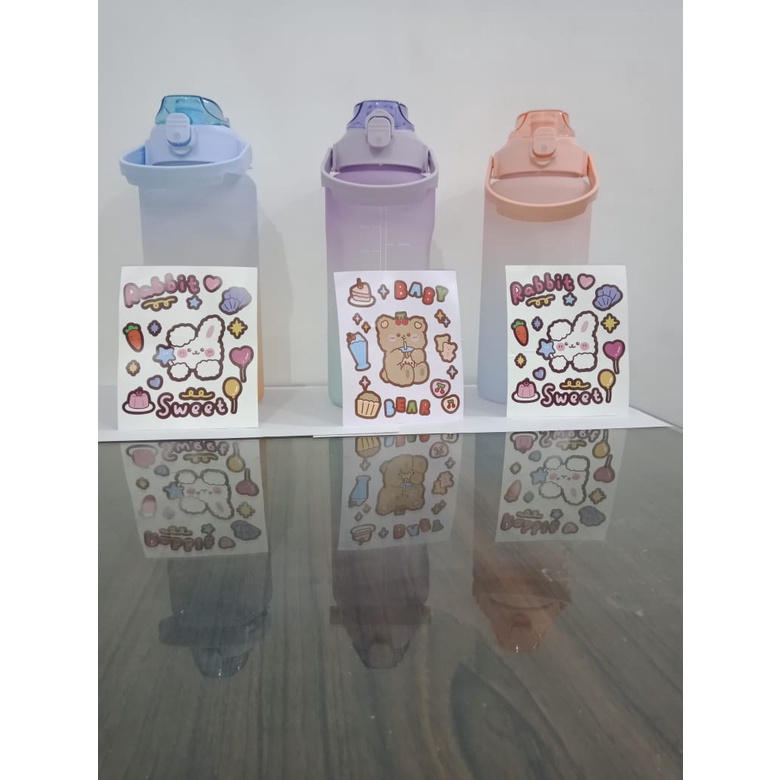 BOTOL MINUM LITERAN / BOTOL 2 LITER VIRAL PLUS STIKER / BOTOL BESAR STICKER