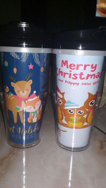 Botol Minum Tumbler Minuman Motif Natal Christmas Gift Hadiah Souvenir