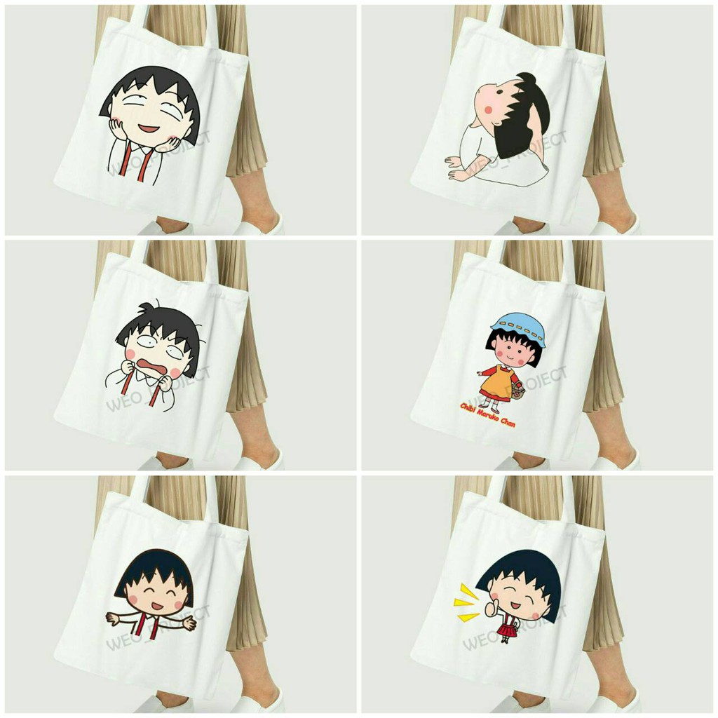 TOTE BAG KANVAS / TOTE BAG WANITA / TOTE BAG CHIBI MARUKO CHAN