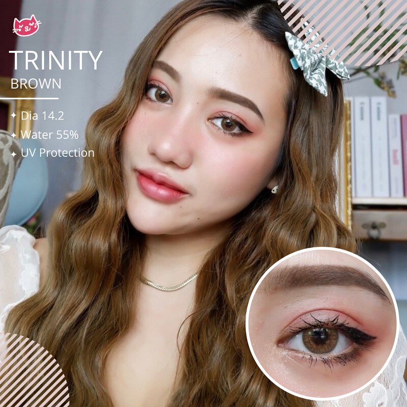 Softlens Kitty Kawaii Trinity - Soflen Big Eyes Warna Gray Brown bisa Minus