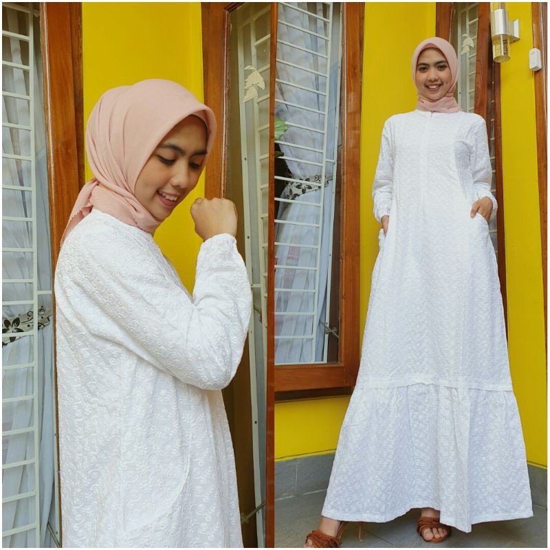 GAMIS WANITA/ GAMIS PUTIH/ GAMIS PUTIH KATUN JEPANG AULIABYHARIS