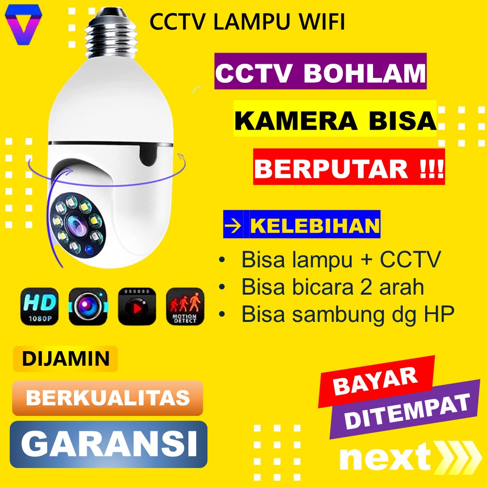 KAMERA MINI TERSEMBUNYI CCTV LAMPU BOHLAM WIFI 360 CAMERA MINI WIFI PENGINTAI KECIL HD LAMP SPY CAM IP WIRELESS TERHUBUNG HP JS155