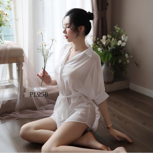 [READY STOCK] BAJU TIDUR SEXY BAJU TIDUR WANITA BAJU TRANSPARAN WANITA PREMIUM PUTIH PL25B