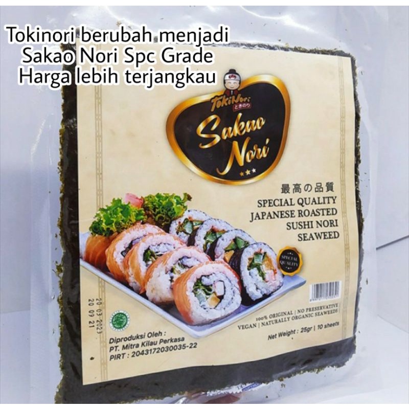 Tokinori Sakao Nori Sushi Kimbap Nori HALAL 10 lembar rasa Roasted Seaweed