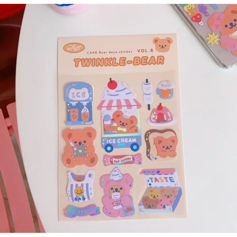 Twinkle-Bear - stiker dekorasi planner journal scrapbook - than air - stickers lucu [thehanscorner]-Ice Cream