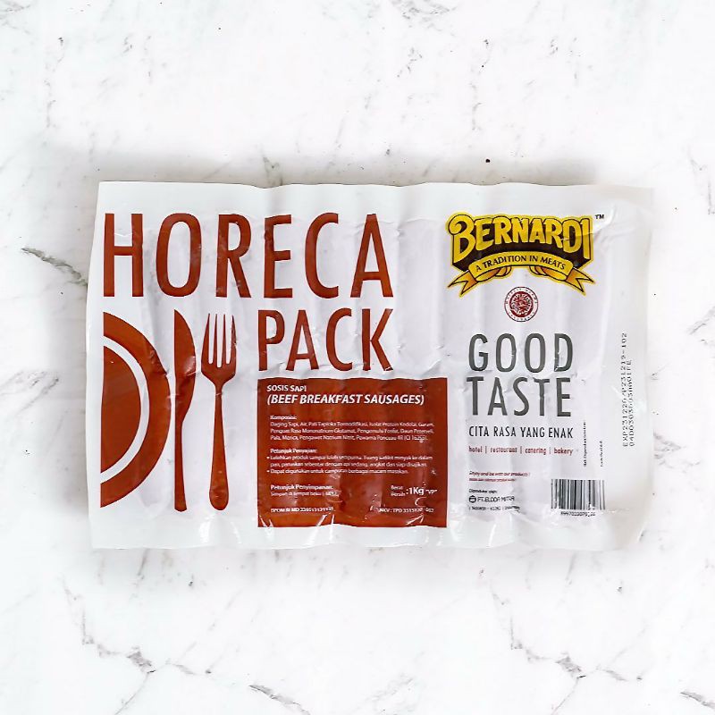 

Sosis Sapi Bernardi Horeca Pack Beef Breakfast Sausages VP 500gr