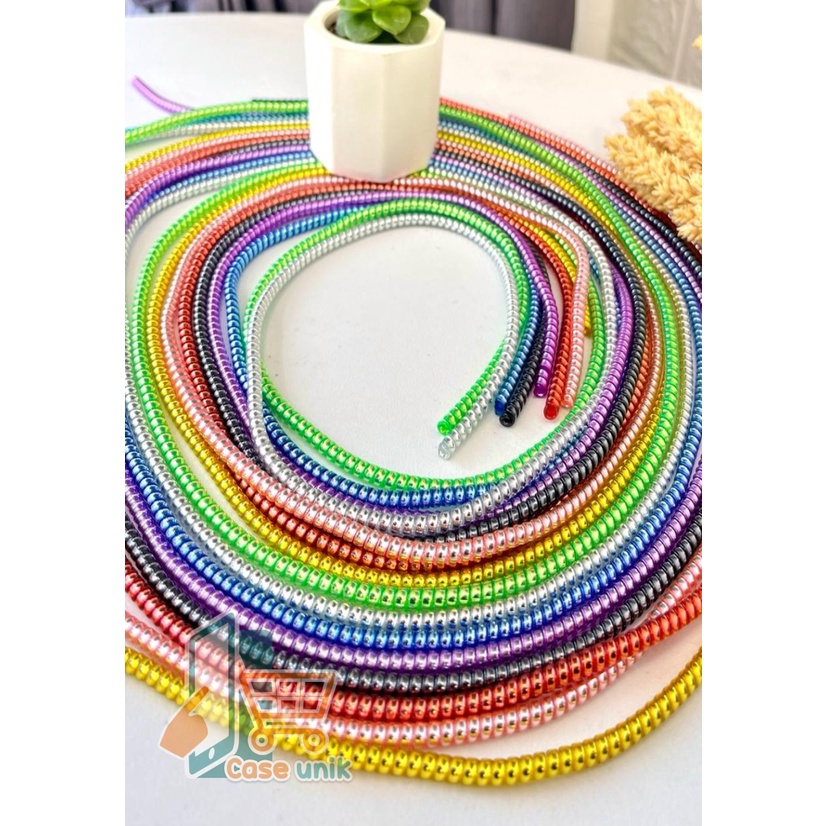 RT94 PELILIT KABEL SPIRAL WARNA METALIC PELINDUNG CABLE HP CHARGER UNIVERSAL CORD PROTECTOR SOLID COLOR GLOSSY CS3970