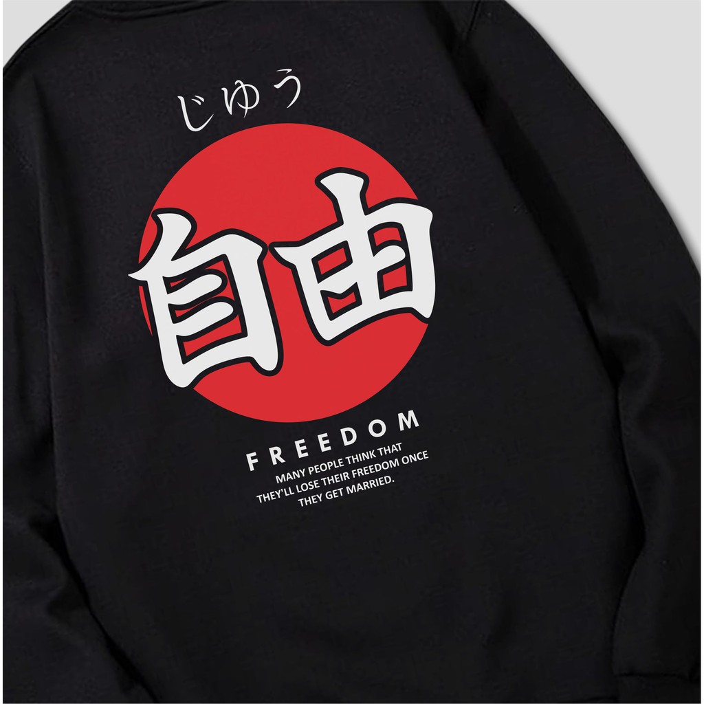 Sweater Crewneck pria natsu co. - Freedom Black NATSU x PANDAWA HOODIE